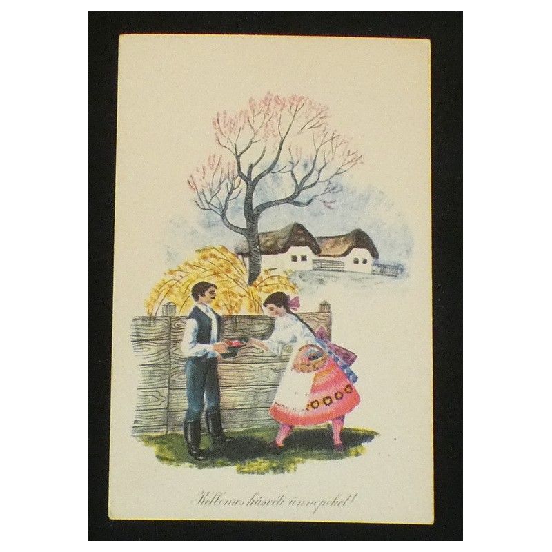 Győry Miklós grafikai húsvéti népies képeslap