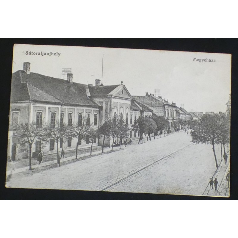 Sátoraljaújhely, megyeháza - vasuti bélyegzővel